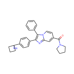 NC1(c2ccc(-c3nc4cc(C(=O)N5CCCC5)ccn4c3-c3ccccc3)cc2)CCC1 ZINC000113656927