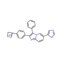 NC1(c2ccc(-c3nc4ccc(-c5cnc[nH]5)cn4c3-c3ccccc3)cc2)CCC1 ZINC000113682376