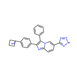 NC1(c2ccc(-c3nc4ccc(-c5nn[nH]n5)cn4c3-c3ccccc3)cc2)CCC1 ZINC000168177738