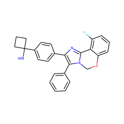 NC1(c2ccc(-c3nc4n(c3-c3ccccc3)COc3cccc(F)c3-4)cc2)CCC1 ZINC000169703856