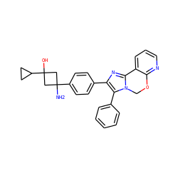 NC1(c2ccc(-c3nc4n(c3-c3ccccc3)COc3ncccc3-4)cc2)CC(O)(C2CC2)C1 ZINC000169703889