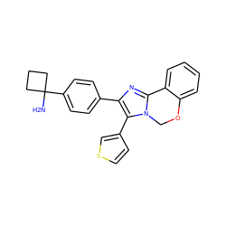 NC1(c2ccc(-c3nc4n(c3-c3ccsc3)COc3ccccc3-4)cc2)CCC1 ZINC000169703867