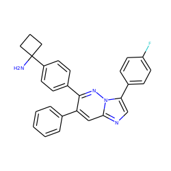 NC1(c2ccc(-c3nn4c(-c5ccc(F)cc5)cnc4cc3-c3ccccc3)cc2)CCC1 ZINC000146944412