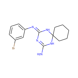 NC1=N/C(=N\c2cccc(Br)c2)NC2(CCCCC2)N1 ZINC000095617473