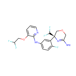 NC1=N[C@@](c2cc(Nc3ncccc3OCC(F)F)ccc2F)(C(F)F)COC1 ZINC000145327613