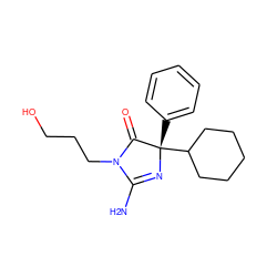 NC1=N[C@@](c2ccccc2)(C2CCCCC2)C(=O)N1CCCO ZINC000034948625