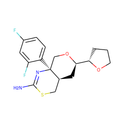 NC1=N[C@@]2(c3ccc(F)cc3F)CO[C@@H]([C@@H]3CCCO3)C[C@H]2CS1 ZINC000221403521