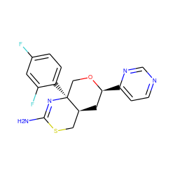 NC1=N[C@@]2(c3ccc(F)cc3F)CO[C@@H](c3ccncn3)C[C@H]2CS1 ZINC000146169280