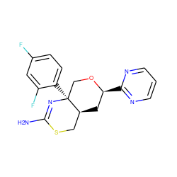 NC1=N[C@@]2(c3ccc(F)cc3F)CO[C@@H](c3ncccn3)C[C@H]2CS1 ZINC000146169871