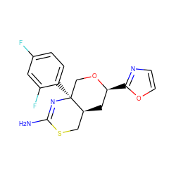 NC1=N[C@@]2(c3ccc(F)cc3F)CO[C@@H](c3ncco3)C[C@H]2CS1 ZINC000146153065