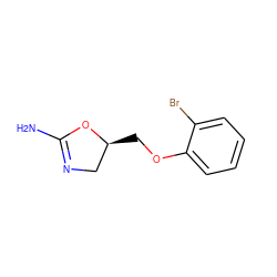 NC1=NC[C@H](COc2ccccc2Br)O1 ZINC000000009002