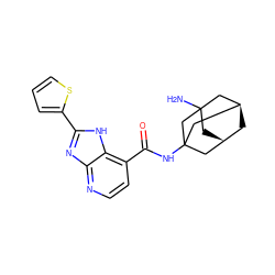 NC12C[C@@H]3C[C@H](C1)CC(NC(=O)c1ccnc4nc(-c5cccs5)[nH]c14)(C3)C2 ZINC000068249343