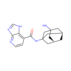 NC12C[C@@H]3C[C@H](C1)CC(NC(=O)c1ccnc4nc[nH]c14)(C3)C2 ZINC000145211143