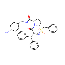 NC1CCC(CNC(=O)[C@@H]2CCCN2C(=O)[C@H](NS(=O)(=O)Cc2ccccc2)C(c2ccccc2)c2ccccc2)CC1 ZINC000003831680