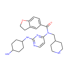 NC1CCC(Nc2nccc(N(CC3CCNCC3)C(=O)c3ccc4c(c3)CCO4)n2)CC1 ZINC000049069911