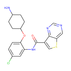 NC1CCC(Oc2ccc(Cl)cc2NC(=O)c2csc3cncnc23)CC1 ZINC000113651438