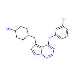NC1CCN(Cc2ccn3ncnc(Nc4cccc(Cl)c4)c23)CC1 ZINC000066259570