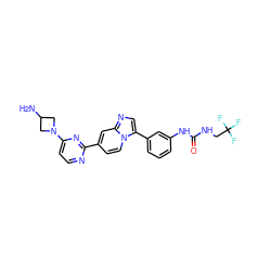 NC1CN(c2ccnc(-c3ccn4c(-c5cccc(NC(=O)NCC(F)(F)F)c5)cnc4c3)n2)C1 ZINC000169704662