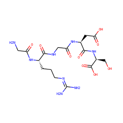 NCC(=O)N[C@@H](CCCN=C(N)N)C(=O)NCC(=O)N[C@@H](CC(=O)O)C(=O)N[C@@H](CO)C(=O)O ZINC000013455558