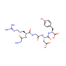 NCC(=O)N[C@@H](CCCN=C(N)N)C(=O)NCC(=O)N[C@@H](CC(=O)O)C(=O)N[C@@H](Cc1ccc(O)cc1)C(=O)O ZINC000026165299