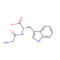 NCC(=O)N[C@@H](Cc1c[nH]c2ccccc12)C(=O)O ZINC000001708201