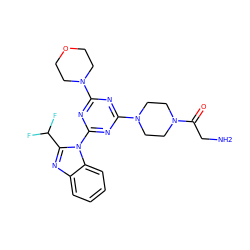 NCC(=O)N1CCN(c2nc(N3CCOCC3)nc(-n3c(C(F)F)nc4ccccc43)n2)CC1 ZINC000095585153