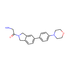 NCC(=O)N1Cc2ccc(-c3ccc(N4CCOCC4)cc3)cc2C1 ZINC001772610288