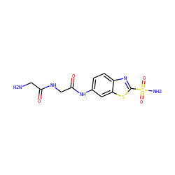 NCC(=O)NCC(=O)Nc1ccc2nc(S(N)(=O)=O)sc2c1 ZINC000013800668