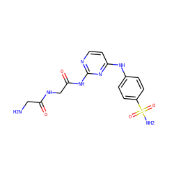 NCC(=O)NCC(=O)Nc1nccc(Nc2ccc(S(N)(=O)=O)cc2)n1 ZINC000013800665