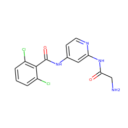 NCC(=O)Nc1cc(NC(=O)c2c(Cl)cccc2Cl)ccn1 ZINC000096282843