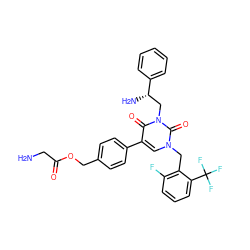 NCC(=O)OCc1ccc(-c2cn(Cc3c(F)cccc3C(F)(F)F)c(=O)n(C[C@H](N)c3ccccc3)c2=O)cc1 ZINC000049889035