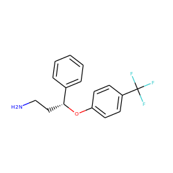 NCC[C@@H](Oc1ccc(C(F)(F)F)cc1)c1ccccc1 ZINC000001645453