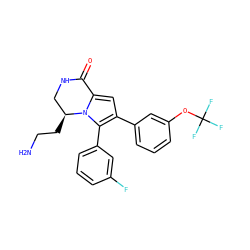 NCC[C@H]1CNC(=O)c2cc(-c3cccc(OC(F)(F)F)c3)c(-c3cccc(F)c3)n21 ZINC000223657730