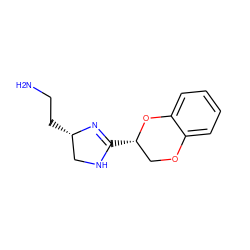 NCC[C@H]1CNC([C@H]2COc3ccccc3O2)=N1 ZINC000066167007