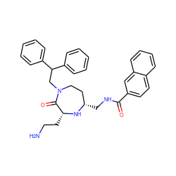 NCC[C@H]1N[C@@H](CNC(=O)c2ccc3ccccc3c2)CCN(CC(c2ccccc2)c2ccccc2)C1=O ZINC000206921646