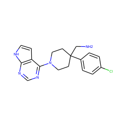 NCC1(c2ccc(Cl)cc2)CCN(c2ncnc3[nH]ccc23)CC1 ZINC000016052627