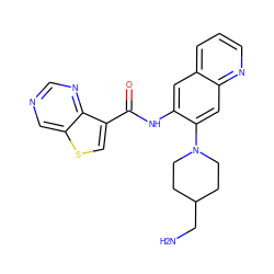 NCC1CCN(c2cc3ncccc3cc2NC(=O)c2csc3cncnc23)CC1 ZINC000113654210