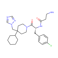 NCCC(=O)N[C@H](Cc1ccc(Cl)cc1)C(=O)N1CCC(Cn2cncn2)(C2CCCCC2)CC1 ZINC000013587805