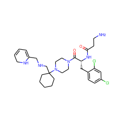 NCCC(=O)N[C@H](Cc1ccc(Cl)cc1Cl)C(=O)N1CCN(C2(CNCC3=CC=CCN3)CCCCC2)CC1 ZINC000028457605