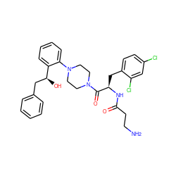 NCCC(=O)N[C@H](Cc1ccc(Cl)cc1Cl)C(=O)N1CCN(c2ccccc2[C@@H](O)Cc2ccccc2)CC1 ZINC000042888818