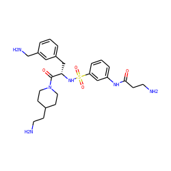 NCCC(=O)Nc1cccc(S(=O)(=O)N[C@@H](Cc2cccc(CN)c2)C(=O)N2CCC(CCN)CC2)c1 ZINC000040861765