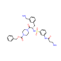 NCCC(=O)Nc1cccc(S(=O)(=O)N[C@@H](Cc2cccc(CN)c2)C(=O)N2CCN(C(=O)OCc3ccccc3)CC2)c1 ZINC000096175793