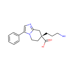 NCCC[C@@]1(C(=O)O)CCn2c(-c3ccccc3)cnc2C1 ZINC000169306730