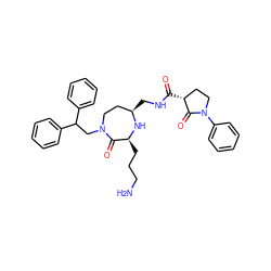 NCCC[C@@H]1N[C@H](CNC(=O)[C@@H]2CCN(c3ccccc3)C2=O)CCN(CC(c2ccccc2)c2ccccc2)C1=O ZINC000118692214