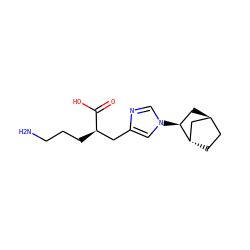 NCCC[C@H](Cc1cn([C@H]2C[C@H]3CC[C@H]2C3)cn1)C(=O)O ZINC000204885350