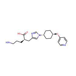 NCCC[C@H](Cc1cn([C@H]2CC[C@H](Oc3ccncc3)CC2)cn1)C(=O)O ZINC000261184461