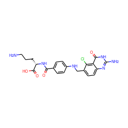 NCCC[C@H](NC(=O)c1ccc(NCc2ccc3nc(N)[nH]c(=O)c3c2Cl)cc1)C(=O)O ZINC000013728870