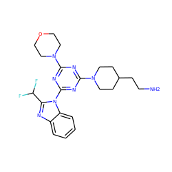 NCCC1CCN(c2nc(N3CCOCC3)nc(-n3c(C(F)F)nc4ccccc43)n2)CC1 ZINC001772650106