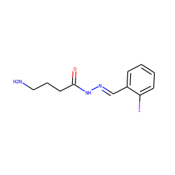 NCCCC(=O)N/N=C/c1ccccc1I ZINC000103186989