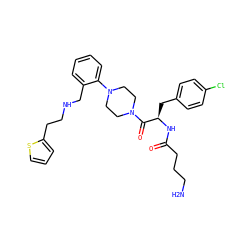 NCCCC(=O)N[C@H](Cc1ccc(Cl)cc1)C(=O)N1CCN(c2ccccc2CNCCc2cccs2)CC1 ZINC000028456599